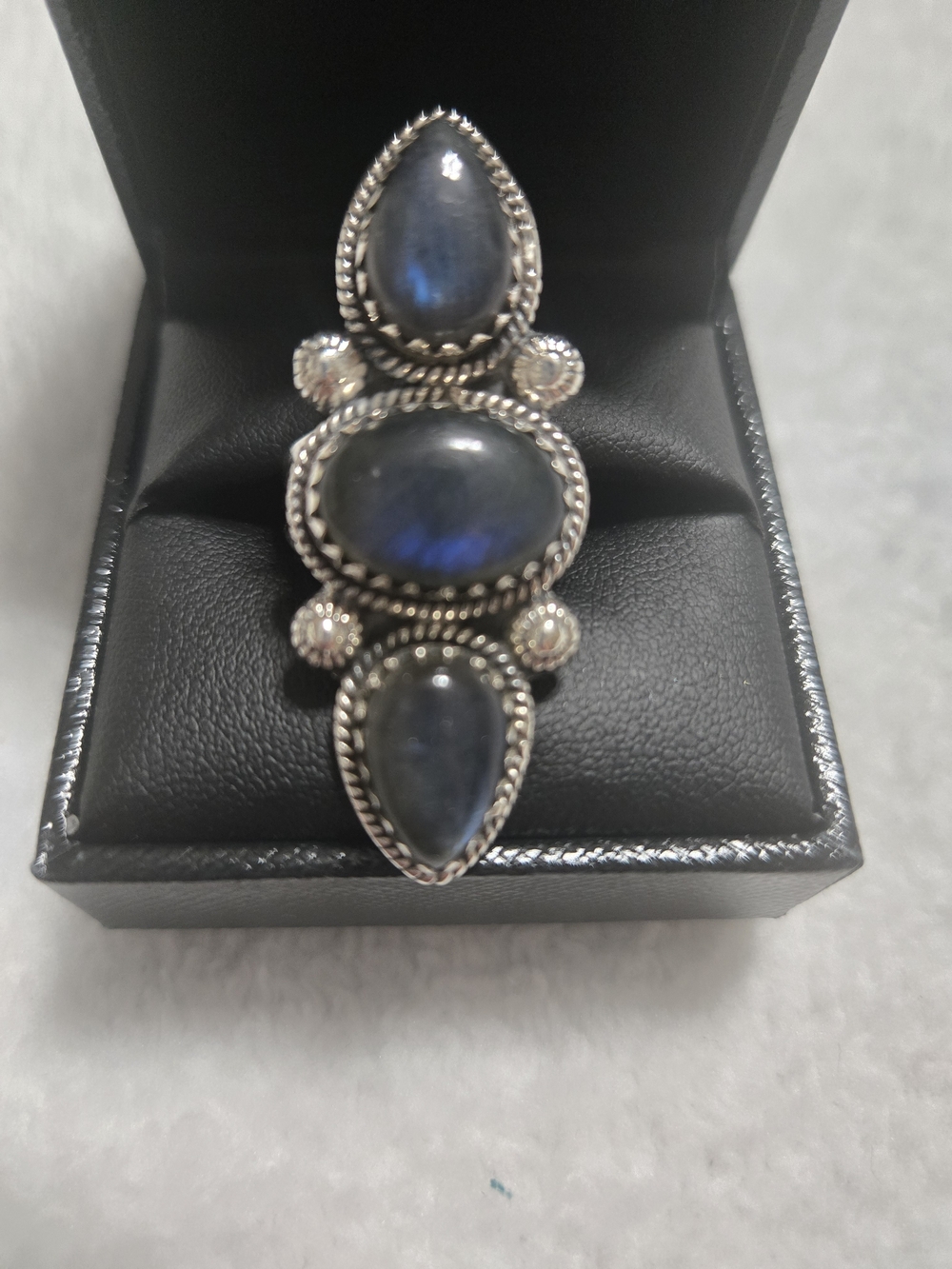 Sterling Silver Labradorite Statement Ring in Blue-Gray